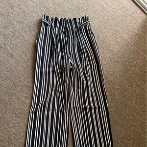 H&M navy and White Striped Wide-Leg Pants